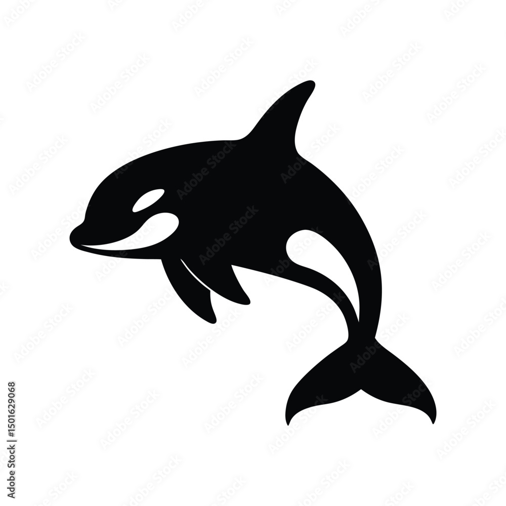 Fototapeta premium Hunting Orca Dynamic Ocean Vector Silhouette