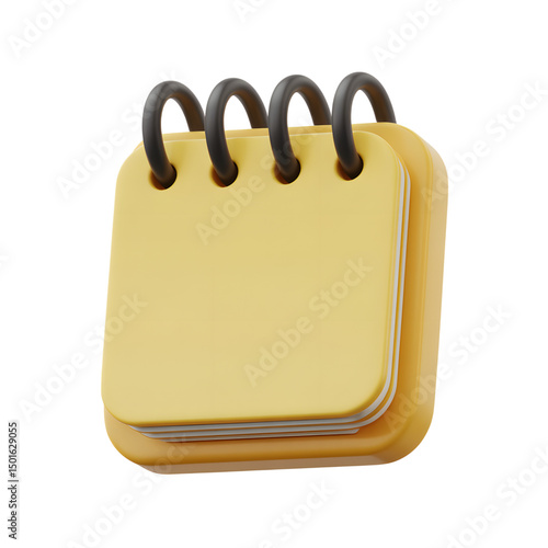 Yellow spiral notepad icon isolated on transparent background