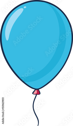 Glossy Blue Balloon Illustration for Party Decorations, Celebrations, Events, Birthdays, Weddings, Anniversaries, Kids' Fun, Playful Festivities, Inflatable Rubber Toy, Colorful Air-Filled Decor