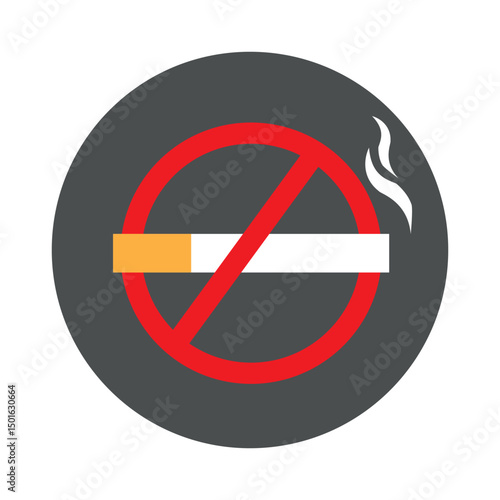 Sign no smoking. No smoking no vaping sign. Forbidden sign icon isolated on background vector illustration. Cigarette, vape and smoke in prohibition circle icon. 