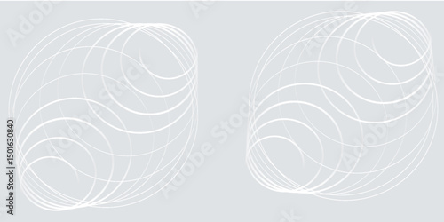 Abstract white glowing geometric lines on gray background. Modern shiny blue circle lines pattern. Futuristic technology concept. Suit for cover, poster,