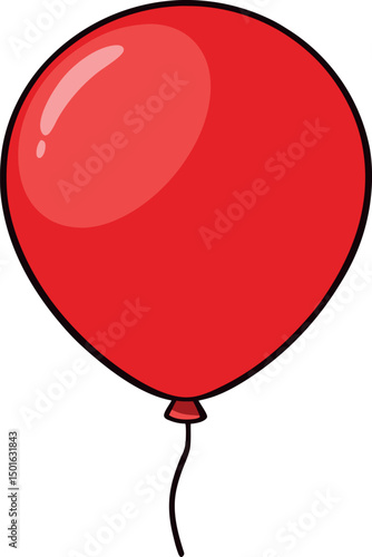 Vibrant Red Balloon Clipart - Shiny Glossy Floating Party Decoration for Birthdays, Anniversaries, Celebrations, Events, Festive Occasions, Kids, Weddings, Holidays, Joy, Fun, Happiness