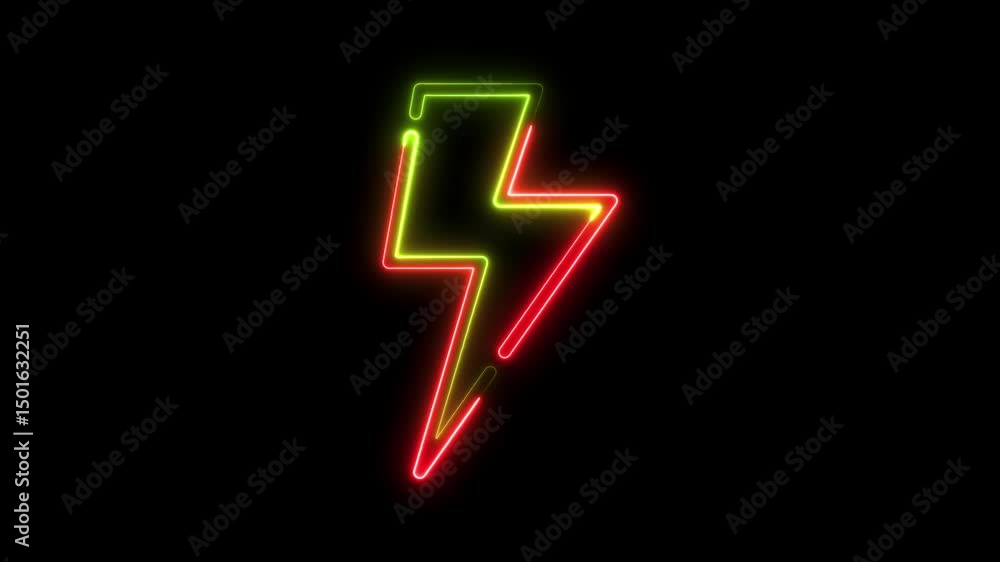 Neon lightning bolt red green animation loop