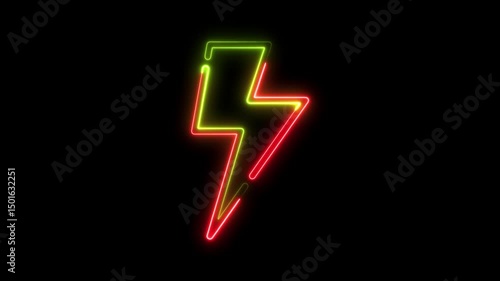 Neon lightning bolt red green animation loop