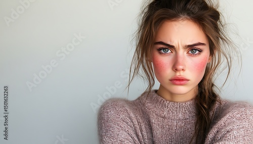 Woman with flushed cheeks