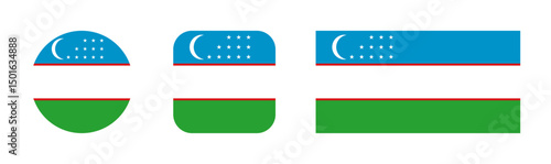 Uzbekistan flag icon set