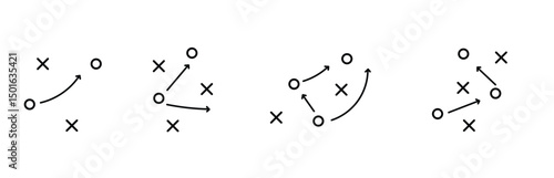 football tactics icon set. game success strategy in football vector.