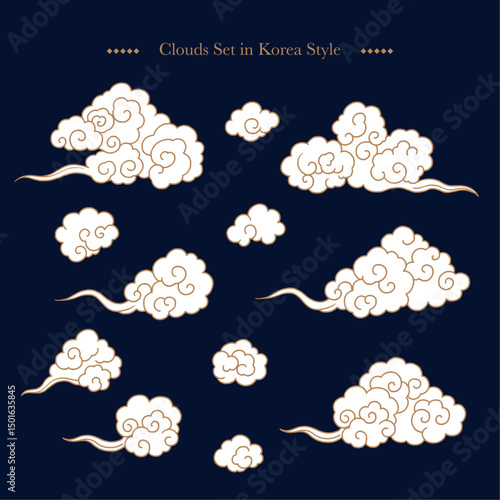 Korea Japan Chinese style cloud traditional design decoration item vector artwork