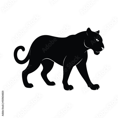 Prowling Jaguar Silhouette Vector Mysterious Wild Cat Illustration