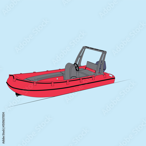 Boat Vector Line Art Illustration