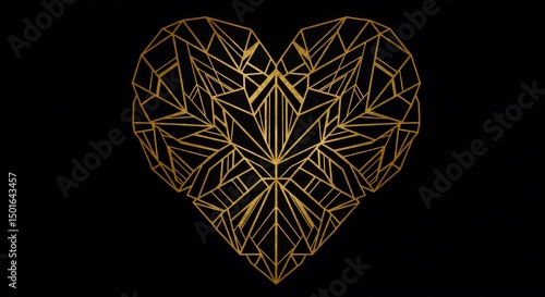 Geometric Golden Heart: A Luxurious Abstract Design