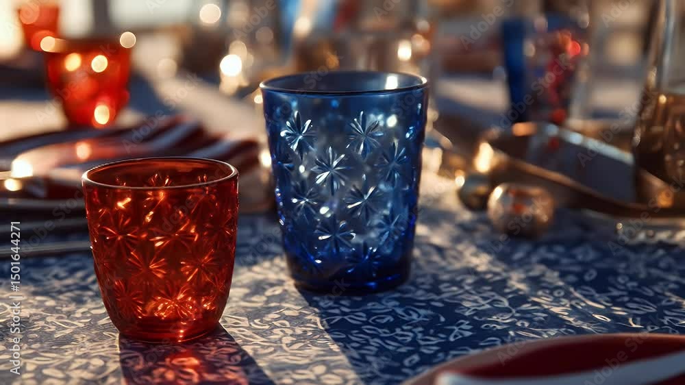 Colorful glasses on a table Colorful glasses on a table