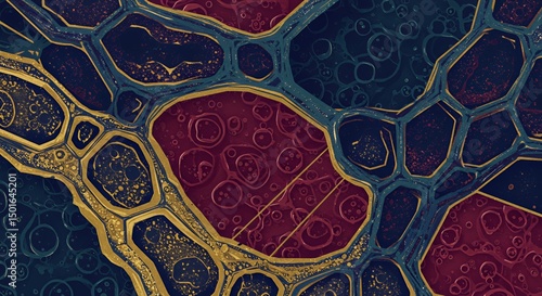 Abstract Gold, Teal, and Burgundy Fluid Art