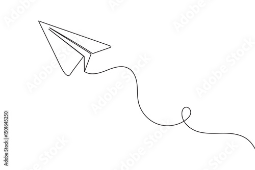 Paper plane continuous one line drawing minimalist vector icon