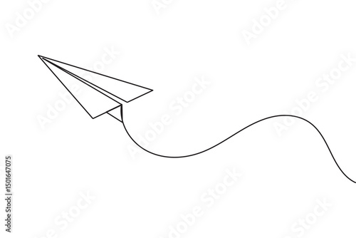 Paper plane continuous one line drawing minimalist vector icon