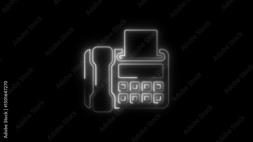 Glowing neon fax machine icon animation Glowing neon fax machine icon animation