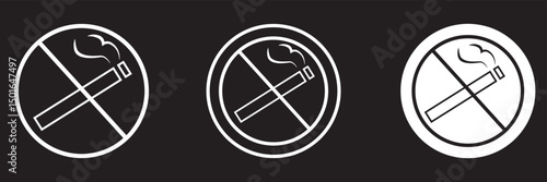 Set of no smoking signs. No smoking area warning sign, cigarette smoke forbidden. Ban tobacco symbols, prohibit nicotine icons. no smoking sign. stop symbol icon set.