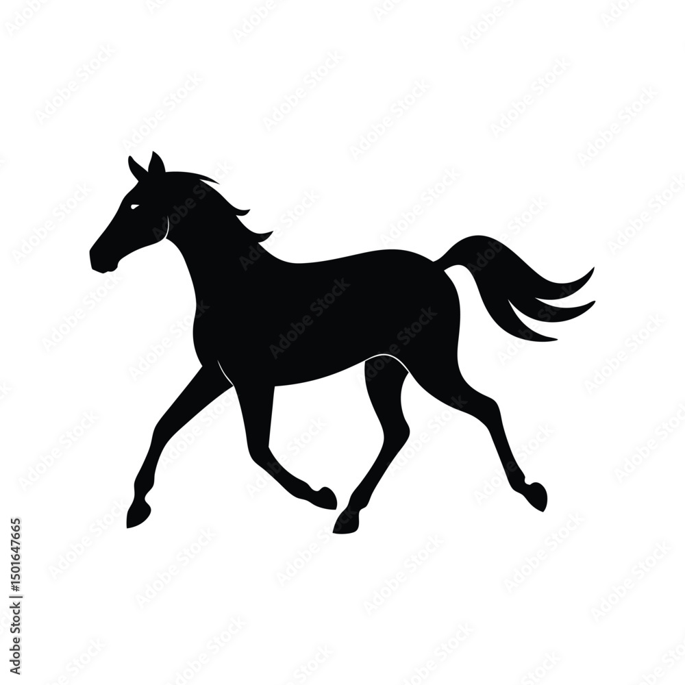 Trotting Horse Rhythmic Grace Vector Silhouette Trotting Horse Rhythmic Grace Vector Silhouette