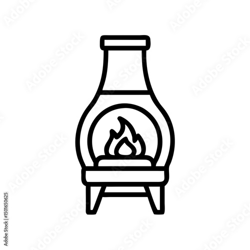 Backyard firepit outdoor features line icon set Vector of kitchen, patio, fireplace, chimenea, pizza oven, firewood, propane tank, thin linear illustration.