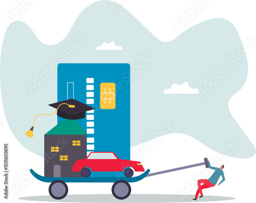 Debt, cost of living or expense to pay for, financial obligation for lifestyle.character for design.