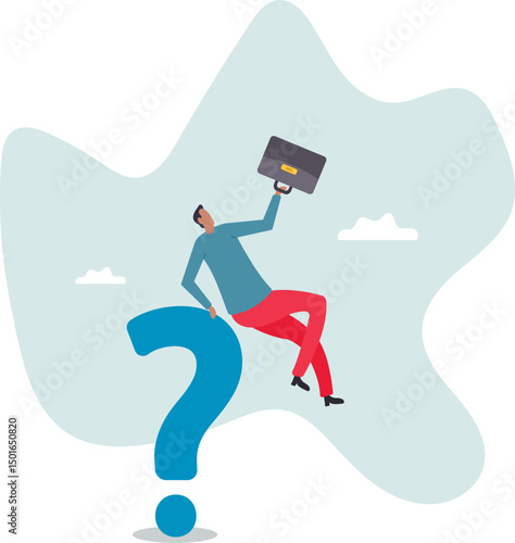 Solution to solve business problem, answer to hard question or ambition to overcome obstacle.character for design.