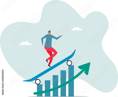 Growth for success, growing business to achieve goal, progress or improvement, career development or financial profit earning,character for design.