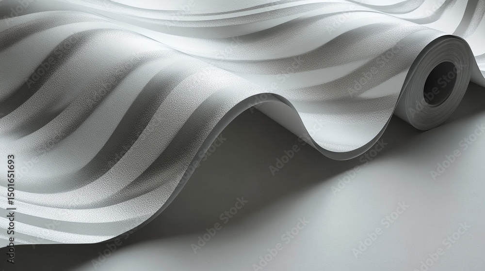 Obraz premium Textured gray wallpaper rolling on a smooth surface 