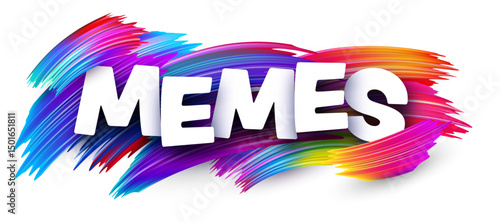 Bright MEMES lettering with paint strokes. Vector illustration perfect for crypto, internet culture, and digital media.