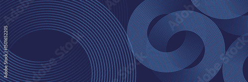 Abstract blue geometric lines glowing on dark blue background. Modern shiny blue circle lines pattern