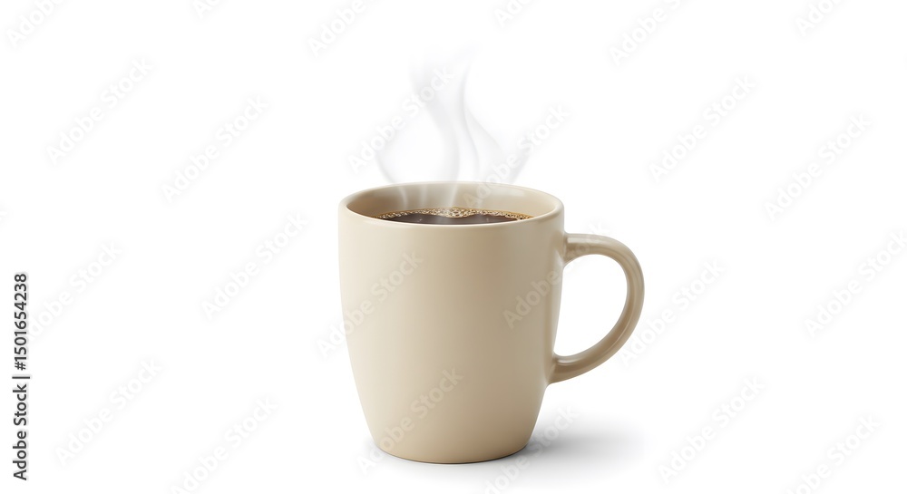 Obraz premium Ceramic Coffee Mug with Rising Steam on White Background