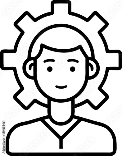 head with setting vector outline icon on white or transparent background