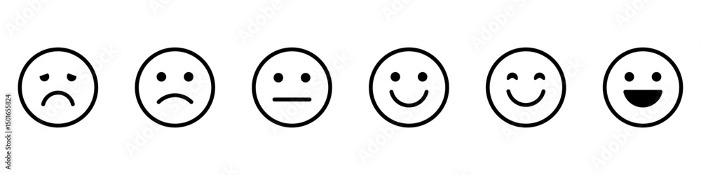 Fototapeta premium Feedback emoji icons vector. good and bad emoticon signs - Happy and Sad reaction. Smiley rating icon set , happy, neutral, sad, emojis. Vector illustration