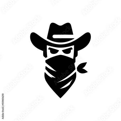 simple silhouette of cowboy bandit head vector	
