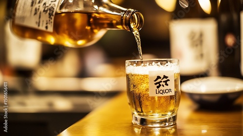 Pouring Japanese Liquor into a Chilled Glass