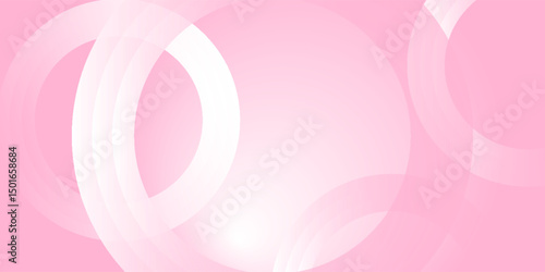Soft pink abstract background with white glowing circles and overlapping transparent rings, perfect for romantic, feminine.