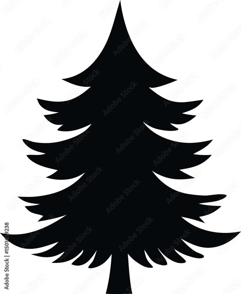 Obraz premium Simple black silhouette of a coniferous evergreen tree