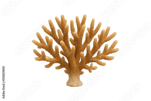 Fototapeta Naklejka Na Ścianę i Meble -  Close-up of a natural branching coral isolated on white background, showcasing marine biodiversity and ocean ecosystem beauty