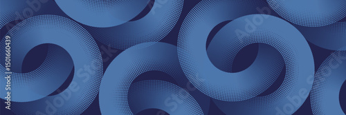Abstract blue geometric lines glowing on dark blue background. Modern shiny blue circle lines pattern
