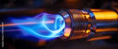 Macro image showcasing the vibrant blue flame of a specialized torch burner