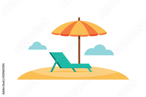 beach chair and umbrella