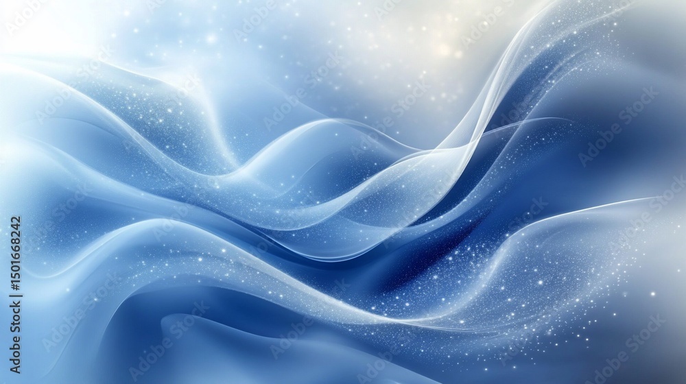 Obraz premium Celestial Blue Wave Abstract Background with Shimmering Stardust