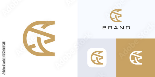 Letter C and A with elegant golden monogram logo icon design, Symbol intial sign CA, AC with geometric lines suitable for luxury brand Identity and business company