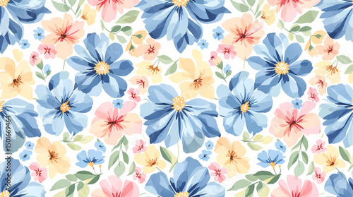 Watercolor abstract flowers background