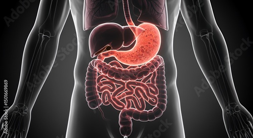 Wallpaper Mural Human Digestive System Anatomy: 3D Model of Stomach and Intestines Torontodigital.ca