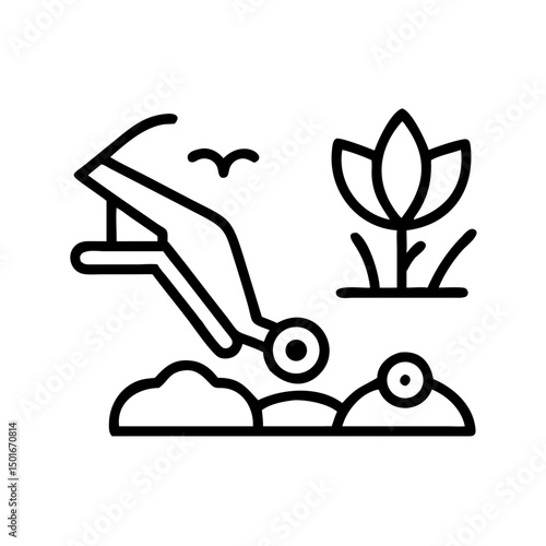 Lawn care service line icon set. Vector of weed control, over seeding, trimming, shrubs, leaves removal, seasonal cleanup, irrigation, fertilization, weed control, aeration, thin linear illustration.