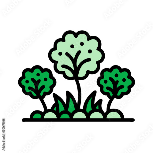 Lawn care service line icon set. Vector of weed control, over seeding, trimming, shrubs, leaves removal, seasonal cleanup, irrigation, fertilization, weed control, aeration, thin linear illustration.