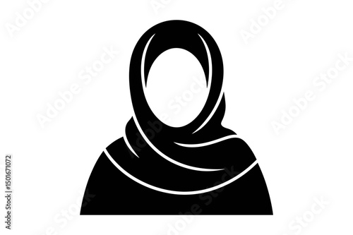 Muslim woman in hijab silhouette vector illustration