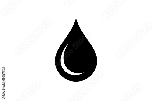 Black water drop icon for design and decoration