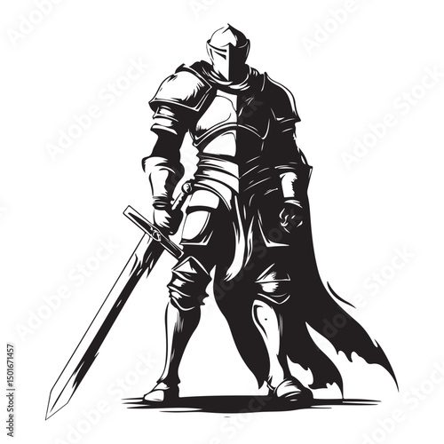knight with sword vector image
