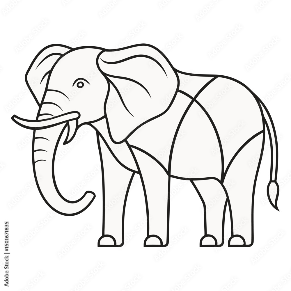 Naklejka premium Elephant Line Art Vector
